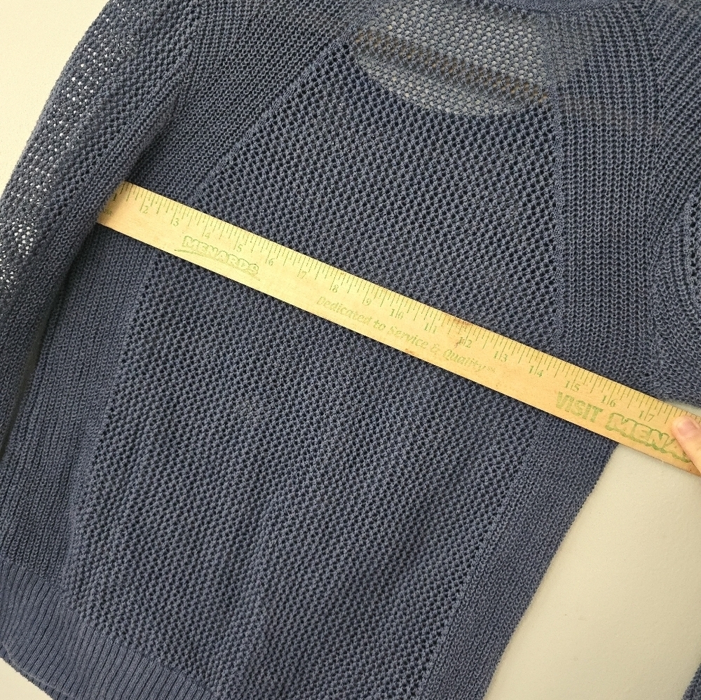 Athleta Size Small Navy Blue Mesh Pullover Sweater Crewneck - Picture 7 of 10